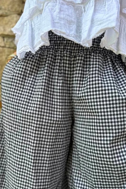 Arbi Gingham Palazzo Pant Black